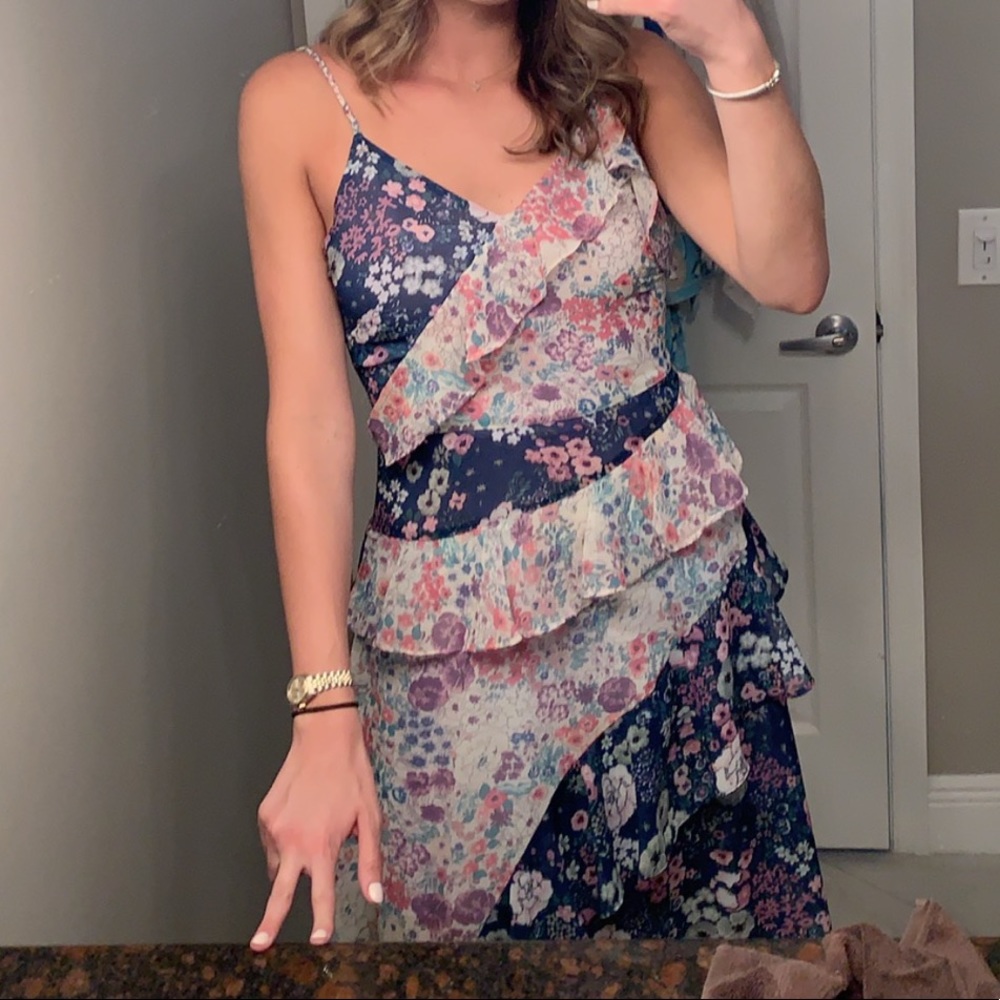 Bloomingdale’s Aqua Floral Dress Size Medium